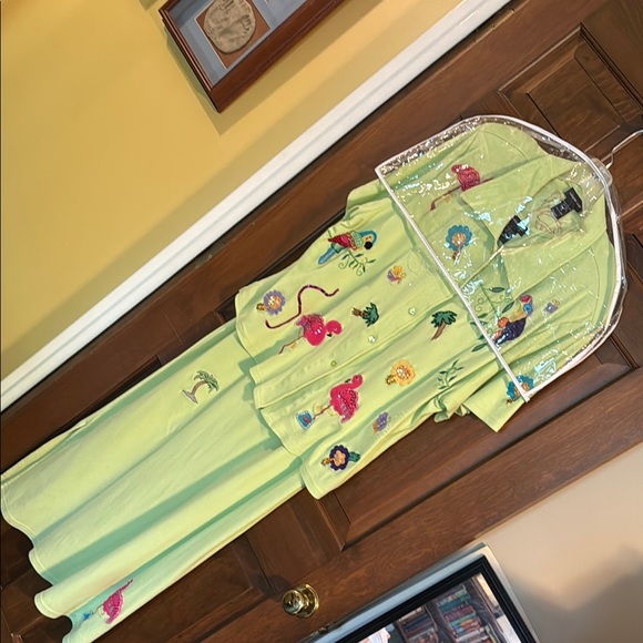 Morgan Cole XL Flamingo palm tree sequin & bead embroidery dress & jacket NWOT - Picture 1 of 16